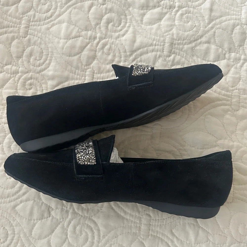 New Karl Lagerfeld Shoes Paris Quincy Black Suede Dress Loafers NWOT